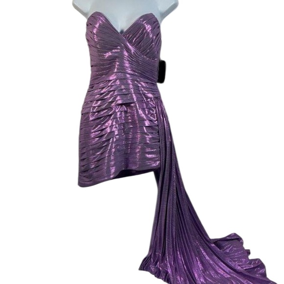 Retrofete Lavender Shimmer Purple Asymmetrical Dress DANIELE XS Shine Retrofête - Picture 4 of 11